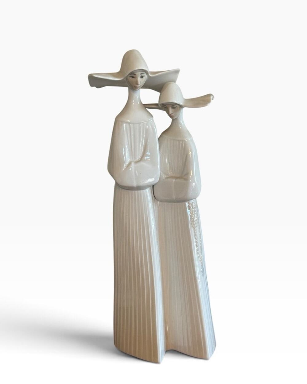 Vtg Lladro Spain Porcelain Figurine Two Nuns #4611 Religious 13"